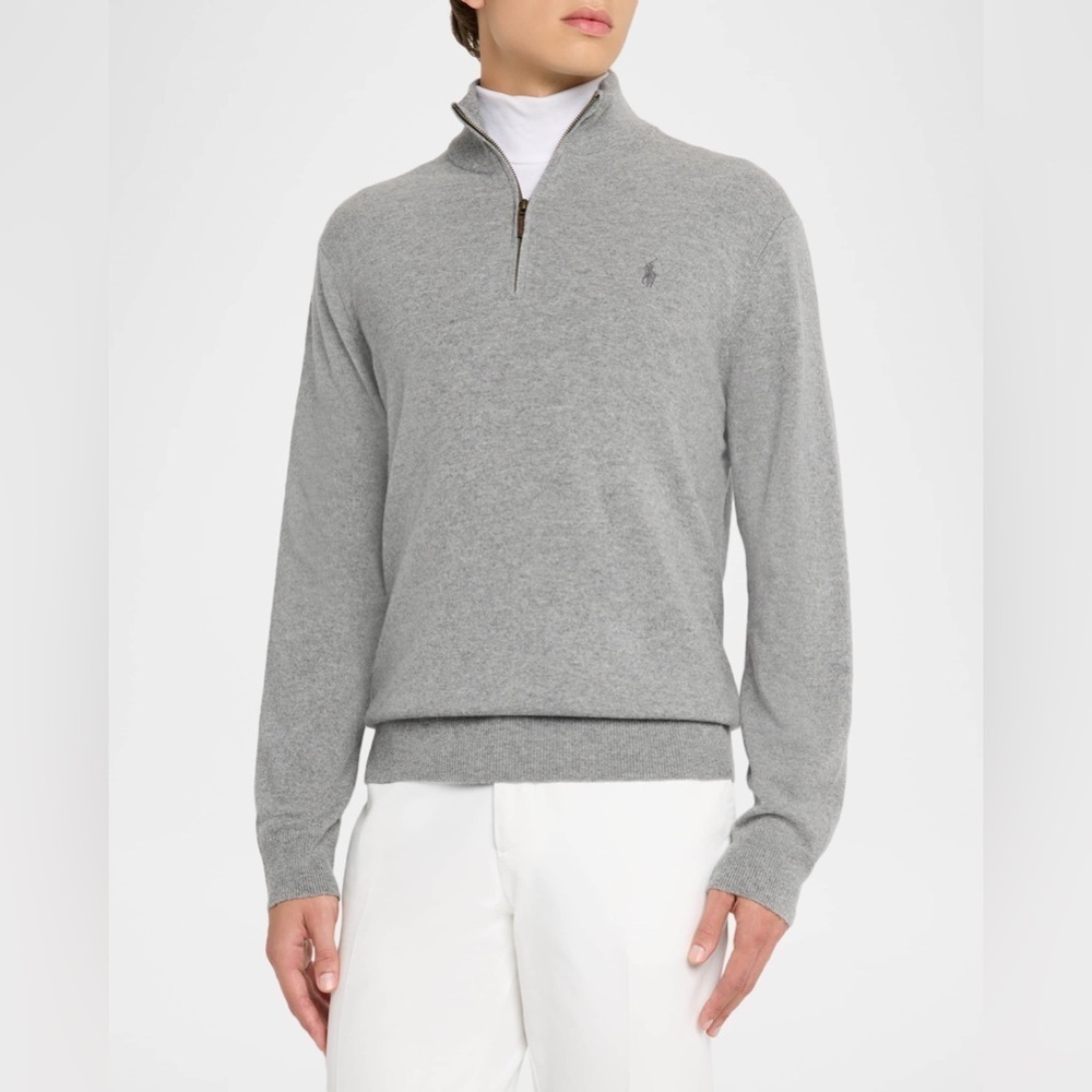 Polo RL Gray Luxury Blend Soft Knit 1/4 Zip Pullover XL